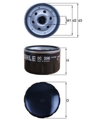 Oil filter MAHLE OC306