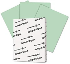 Springhill 8.5” x 11” Green Colored Cardstock Paper, 67lb Vellum Bristol, 147gsm