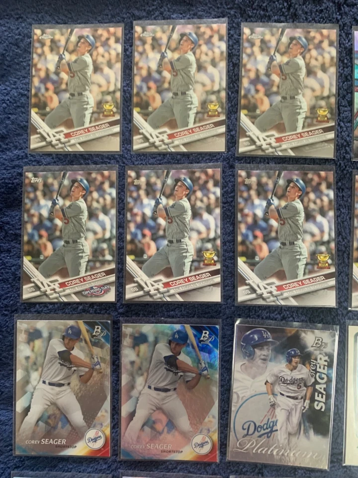 Lote de 39 tarjetas de béisbol Corey Seager 2017 Topps cromadas Bowman Donruss Optic Foto 2 de 4