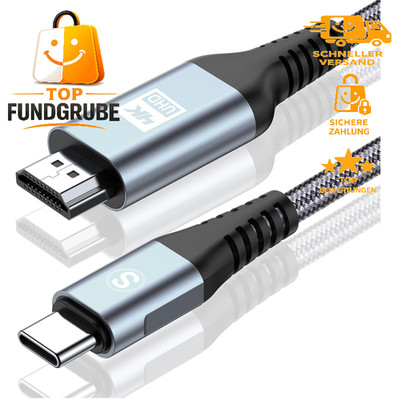 USB C auf HDMI Kabel 4K 6m Geflochten Thunderbolt 3/4 Adapter für iPhone MacBook
