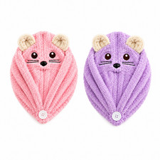 Kids Hair Drying Cap Cute Mouse Quick Dry Microfiber Hair Towel Wrap Soft Absorb