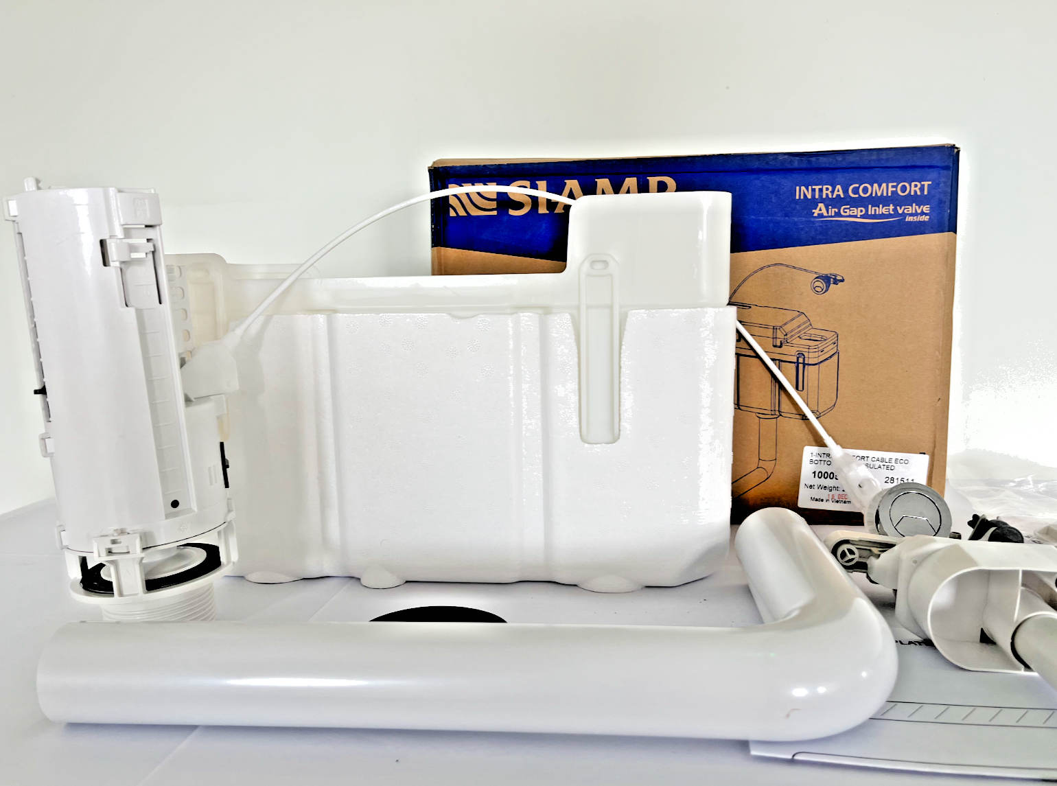 SIAMP COMFORT HEIGHT INSULATED CONCEALED CISTERN BOTTOM INLET AND PUSH BUTTON