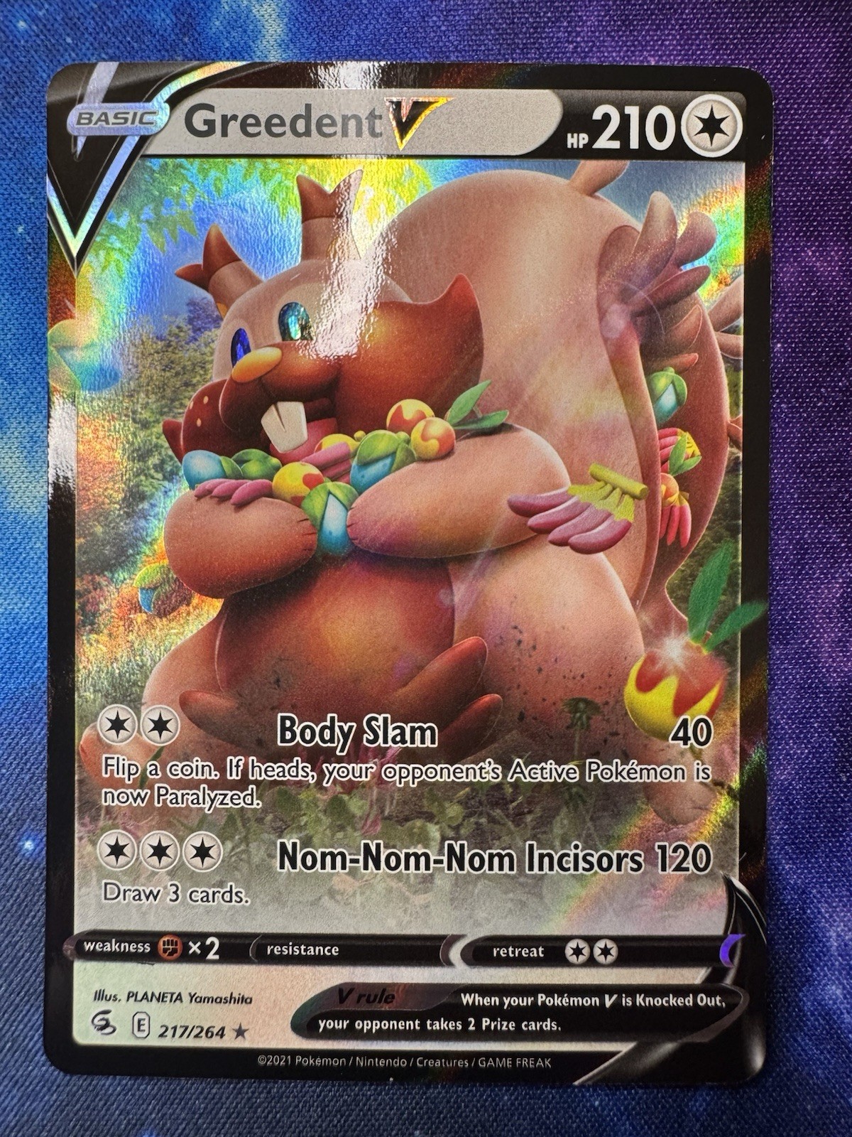 Greedent V 217/264 Holo V Rare Fusion Strike Pokemon Near Mint