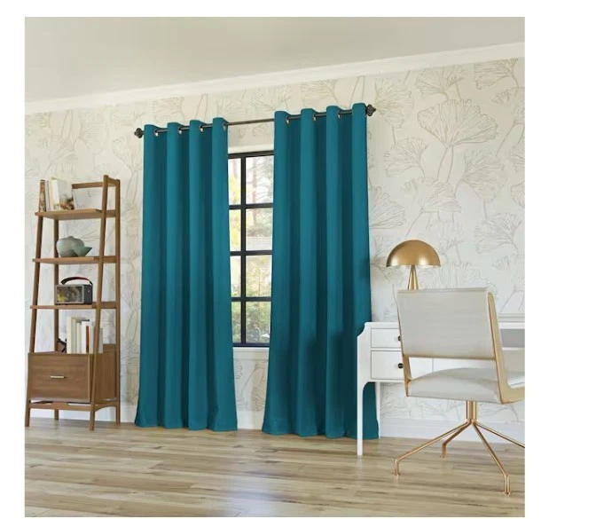 Oslo Theater Grade Teal Polyester Grommet Blackout Curt 52 in. W x 95 in. L