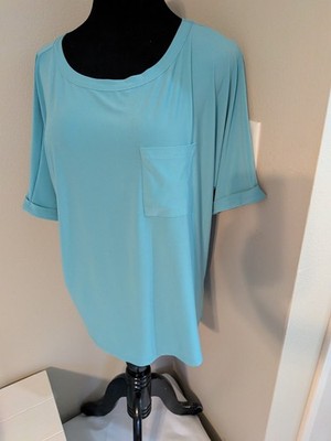 Blue Sol XL Emerald Blue SS Relaxed Fit Top Ladies New w/Tags