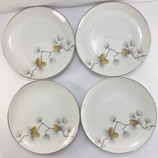 Set 4 Contour China North Woods Bread Salad Plates Cones on Branch VTG 7.75" VTG