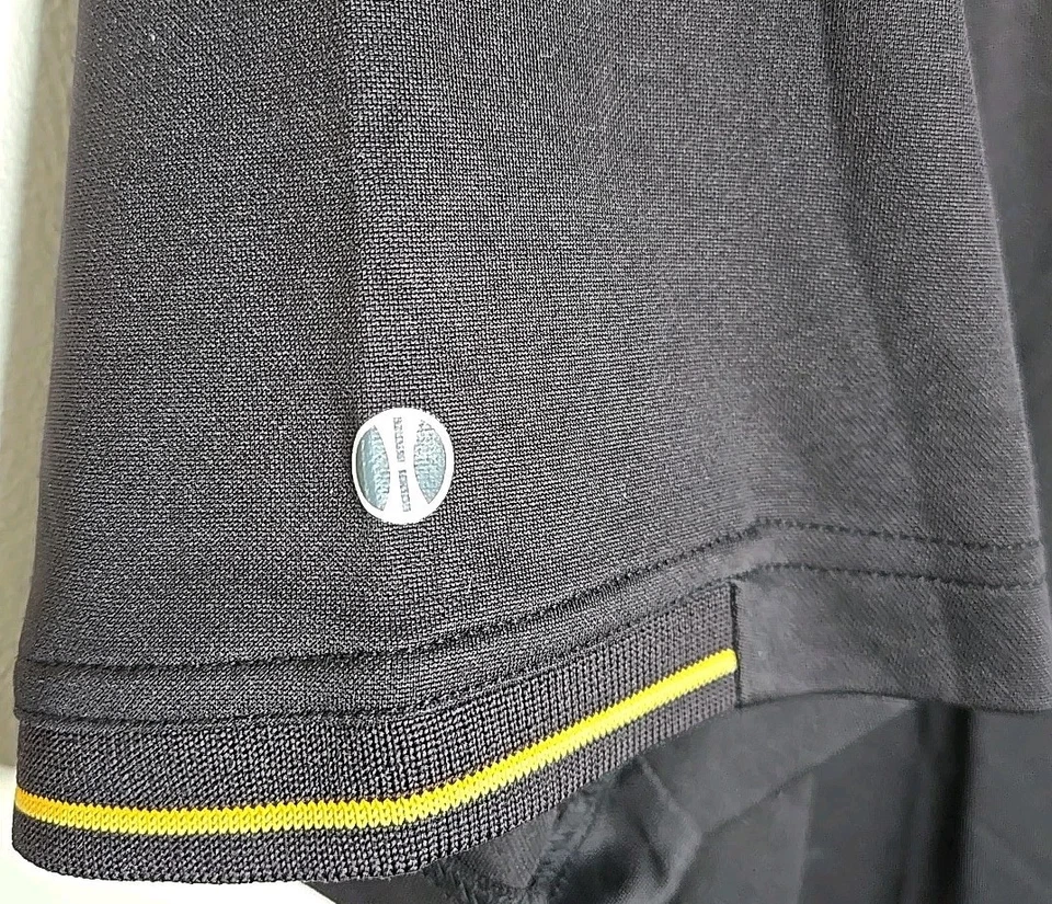 Men's Holloway Dry-Excel Black/yellow Poly Knit Golf Polo SS Casual Shirt size L - Image 4 of 4