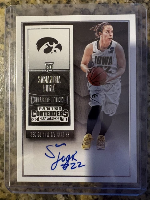 2015 Contenders Draft Samantha Logic Rookie College Ticket Auto Autogramm