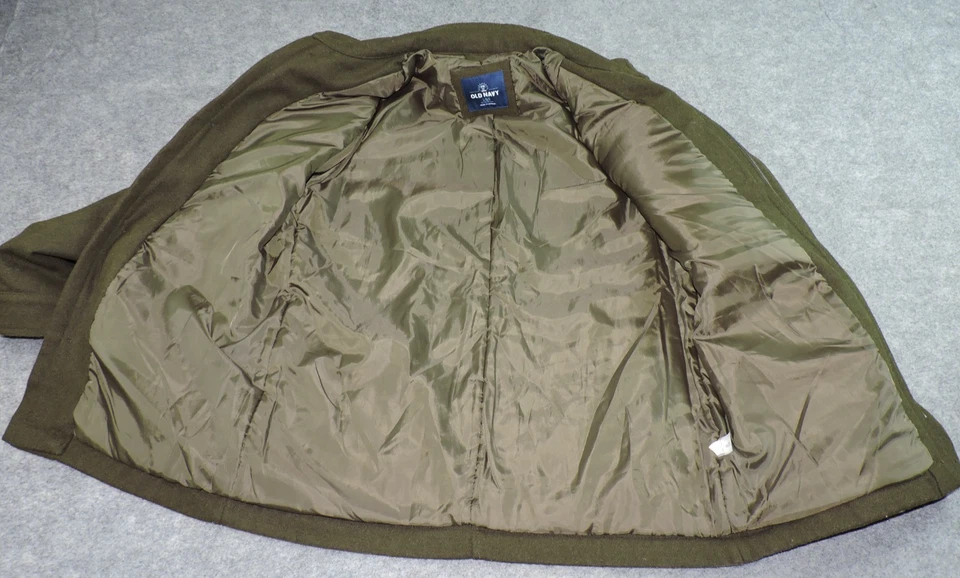 Old Navy Mens Large Military Pine Needles Wool Blend Zip Jacket Pleated Pocket - Image 2 of 4