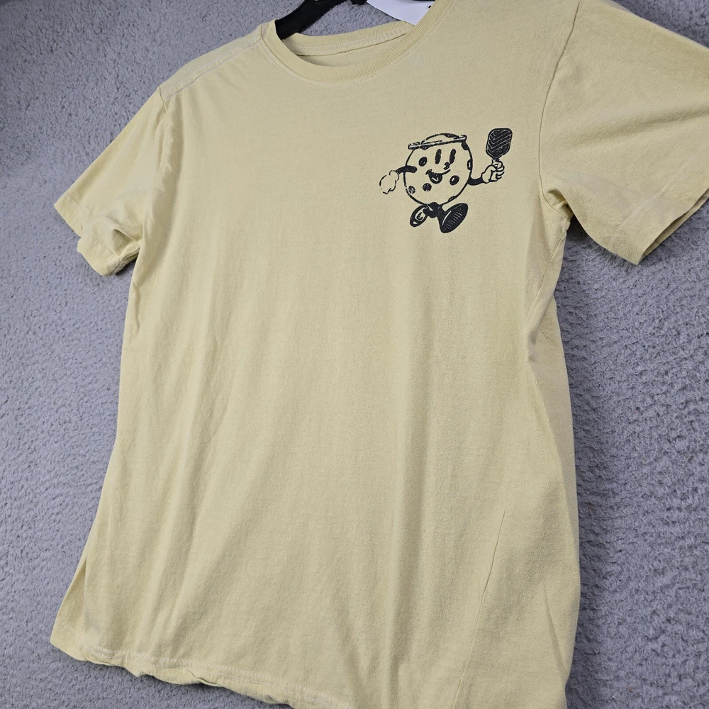 Pickleball League Shirt Mens Small Beige Main Street Casual Emoji NWT