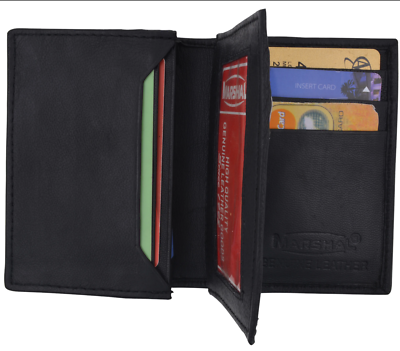 Portafoglio Uomo In Pelle Nera Bifold 18 Tasche Per Carte E Documenti - Foto 3