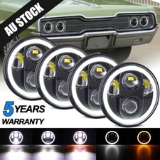 4Pcs 5.75" 5-3/4" LED Headlights White Amber Angel Eyes For 1969 Ford Mustang