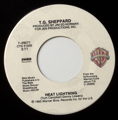 T.G. SHEPPARD HEAT LIGHTNING/YOU'RE GOING OUT OF MY MIND VINYL 45 60-74