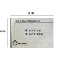 MANUALE LIBRETTO USO E MANUTENZIONE PER APE 50 250 DAL 1969