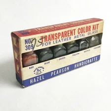 Vintage Hazel Pearson Handicrafts Transparent Color Kit Glass bottles Metal caps