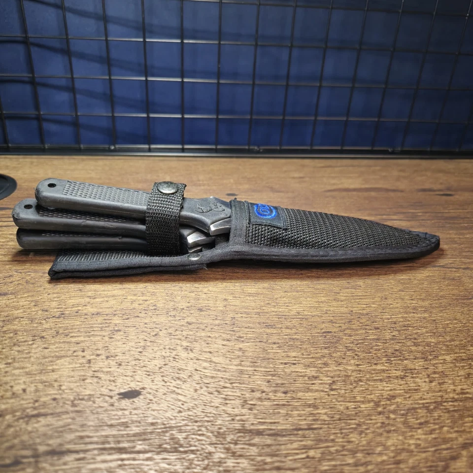 Juego de 3 cuchillos de lanzamiento Colt CT18 vintage con funda. Tres cuchillos de 10' pulgadas Foto 3 de 4