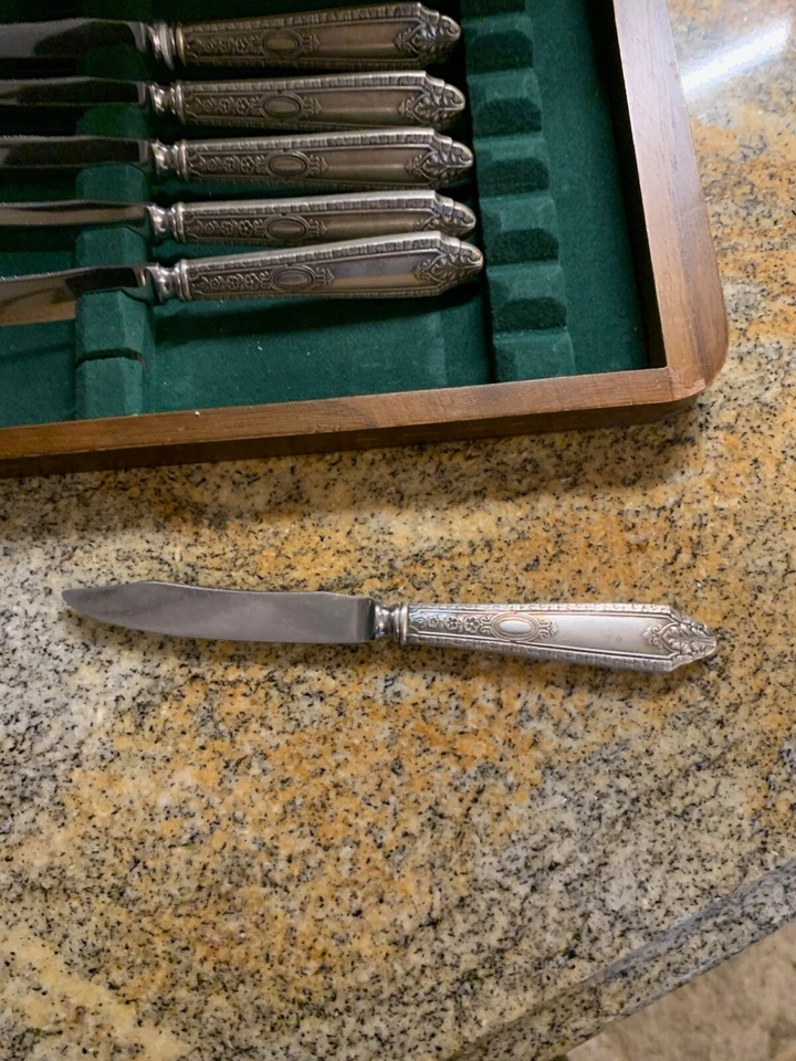 Antiguo juego de 6 cuchillos de fruta de ley con cuchillas de acero inoxidable Birmingham Inglaterra Foto 4 de 4