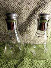 Glass Oil And Vinegar Cruets With Aluminum Tops