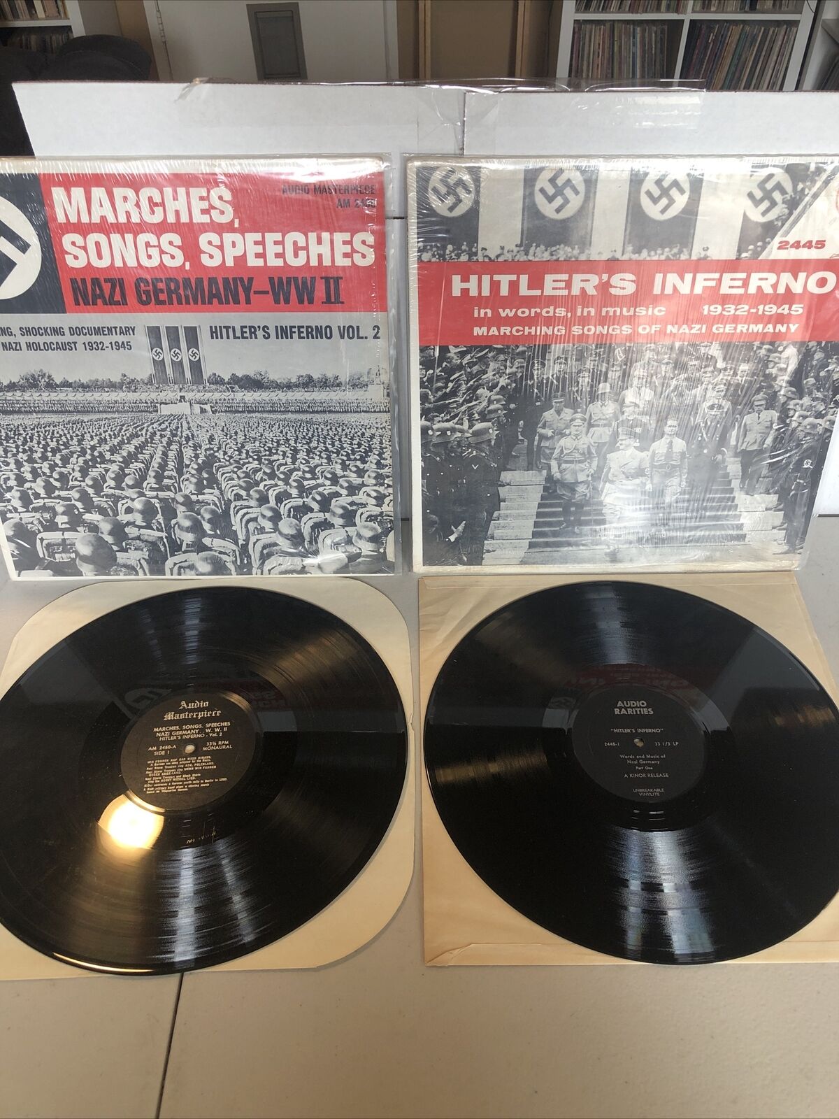 HITLER’S INFERNO 1932-1945 LOT OF (2) LPs MARCHES SONGS SPEECHES NAZI GERMANY
