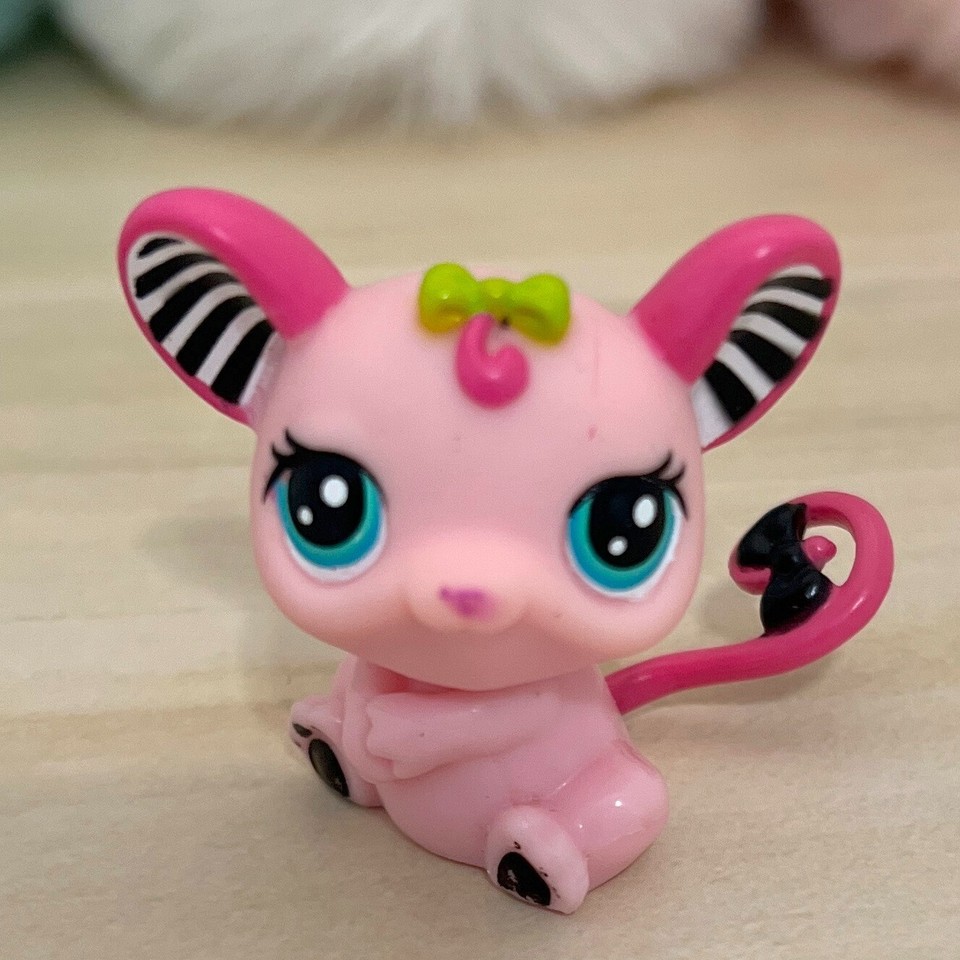 Authentic Littlest Pet Shop LPS 2165 Pink Black Mouse Rat Accessories