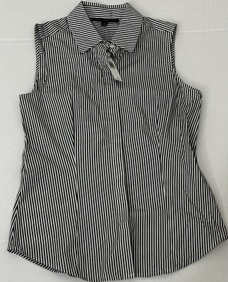 New Antonio Melani Ellie Blouse Button Down Black/White Size XS