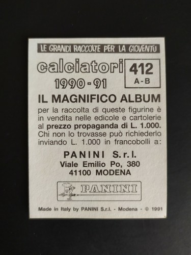 FIGURINA CALCIATORI PANINI 1990/91 LUCCHESE GIUSTI/... n. 412 NUOVA CON VELINA - Imagen 2 de 2