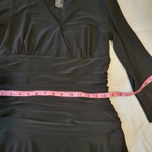 Scarlet Mujer Midi Pequeño Vestido Negro Talla 12 Cintura Fruncida Ajuste y Llamaradas - Imagen 4 de 10