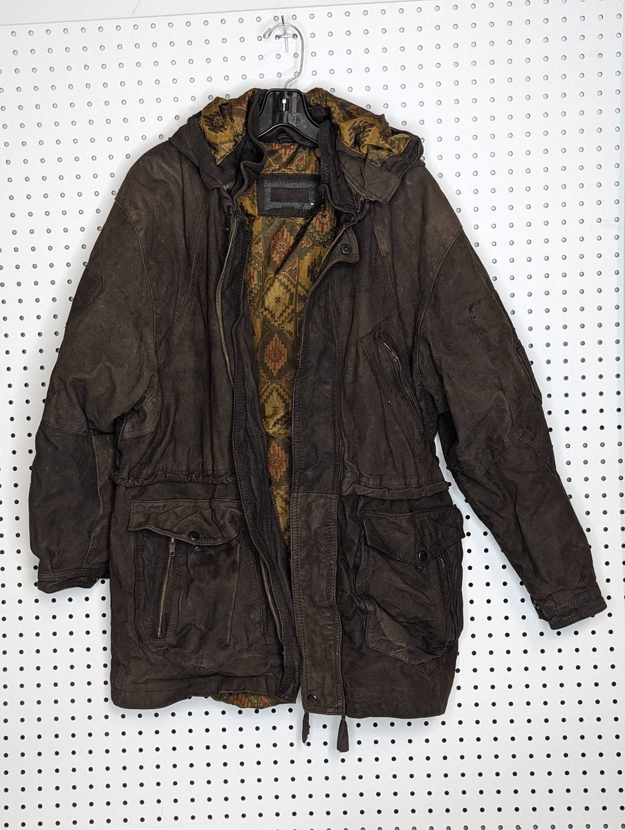 Vintage brown chocolate leather jacket with hood | eBay