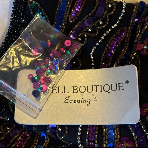 Papell Boutique Evening Beaded Sequin Jacket 100% Silk Green Purple Sz 12 - Picture 7 of 12