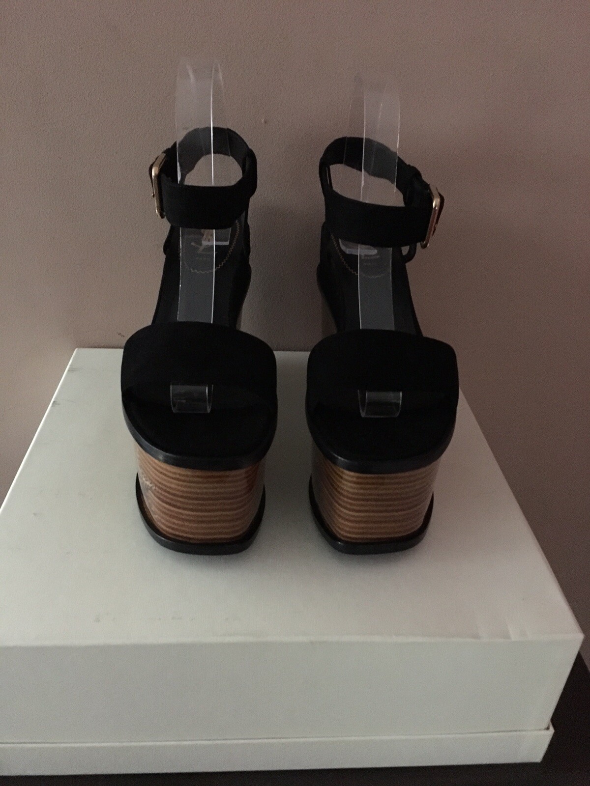 SAINT LAURENT Zeppe piatte YSL donna nere scamosciate stelle marine nuove con scatola taglia 39 prezzo consigliato $ 1365