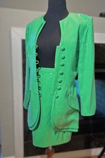 Lillie Rubin True Vintage Lime Green Sequin Blazer And Skirt Set - Size Small