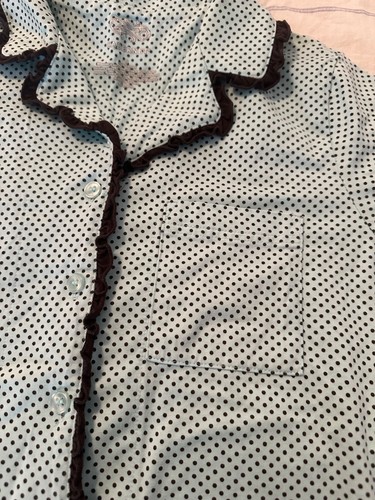 Cabernet 2 Piece PJ Pajama Set Shirt Shorts Polka Dot Womens Small Turquoise - Picture 9 of 10