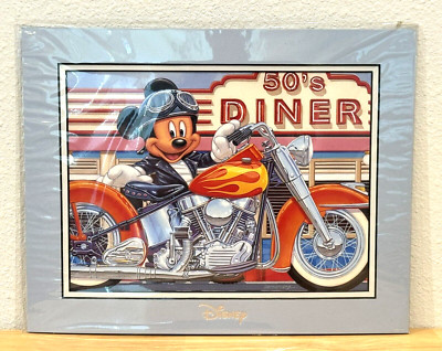 HTF DISNEY FINE ART ORANGE FLAMES AND CHROME MICKEY MOUSE PRINT MANUEL HERNANDEZ