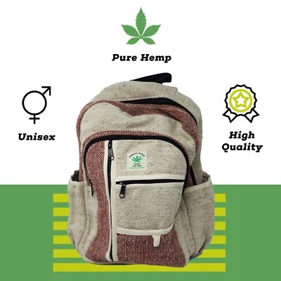 ISMA HANDMADE Hemp 100% Organic Hemp Backpack multicolor unisex eco friendly Himalayan Nepal