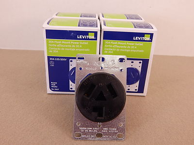 4 LEVITON FLUSH MOUNT POWER OUTLET RECEPTACLE NEMA 10-30 125/250V 30A 3