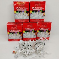 Holiday Style Lot of 6 - 100 Clear Mini Lights White Wire 21 ft Long