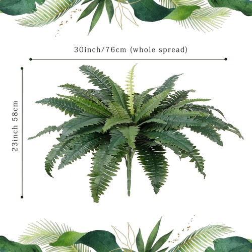 UV Resistant Artificial Boston Ferns Set of 4 - 30" Diameter Decorative Bouquets - Picture 5 of 9