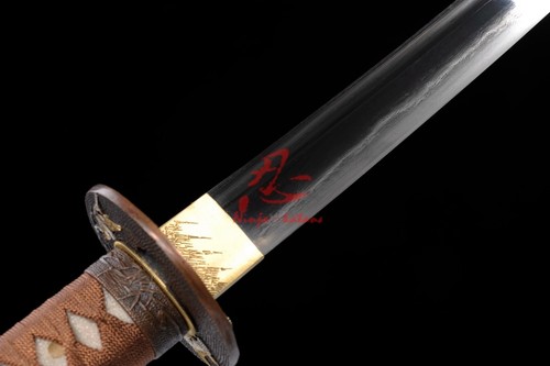 battle ready folded steel clay tempered Straight hamon jp katana sword sharpened - Bild 4 von 12