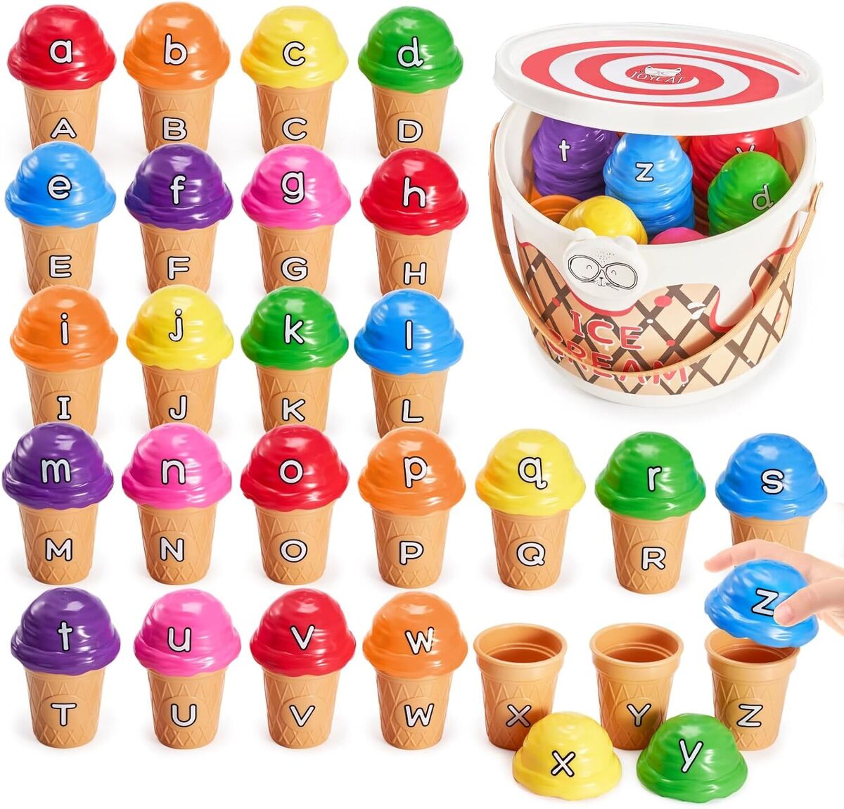 JoyCat Ice Cream Alphabet Learning Toys and Color Sorting Game for