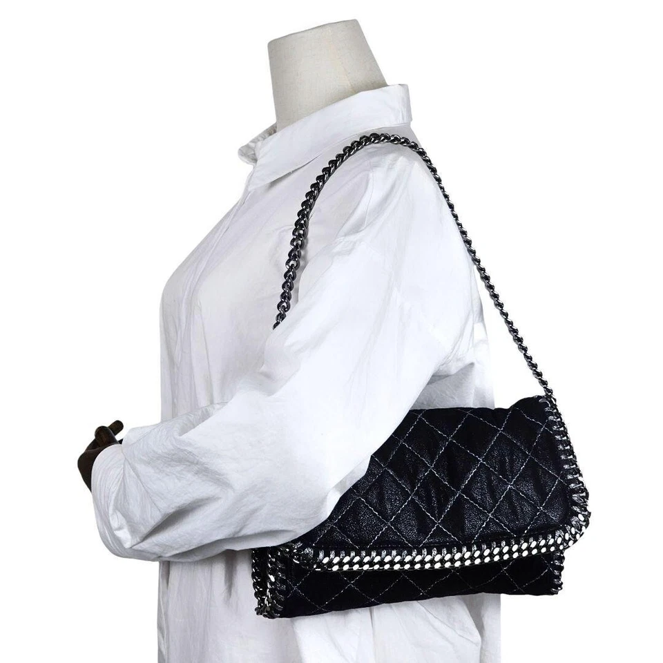 Б/у STELLA McCARTNEY Falabella стеганая цепочка наплечная сумка черный - Изображение 3 из 4
