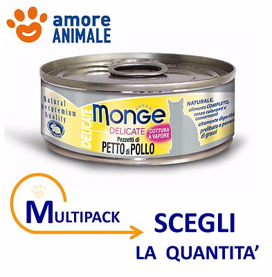 Multipack Monge Cat Zart - Hühnerbrust 80 Gramm - Essen für Katze