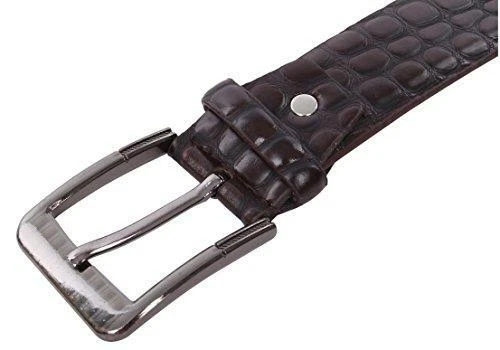 Cinturón de vestir de diseñador de cuero PU con estampado de cocodrilo para hombre Foto 3 de 4