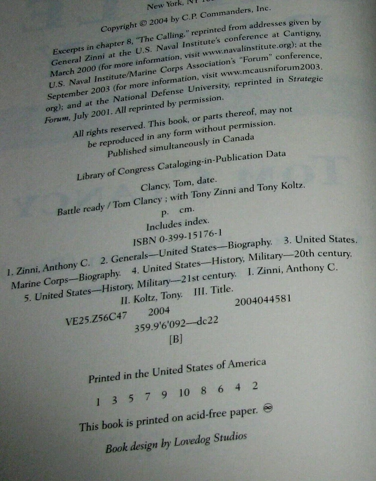 Battle Ready Tom Clancy Signed 1st Edition HC DJ Military Thriller Inscribed Foto 3 de 4