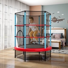 55" Mini Trampoline for Kids w/ Safety Enclosure Net  Seamless Design