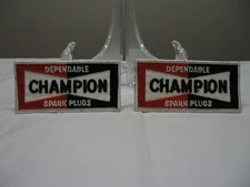 2 Vintage Dependable Champion Spark Plugs Patch Hat/Jacket 4-1/4" x 2"