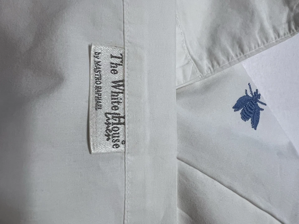 Funda de almohada The White House lino azul abeja hecha en Italia por Mastro Raphael Foto 3 de 3