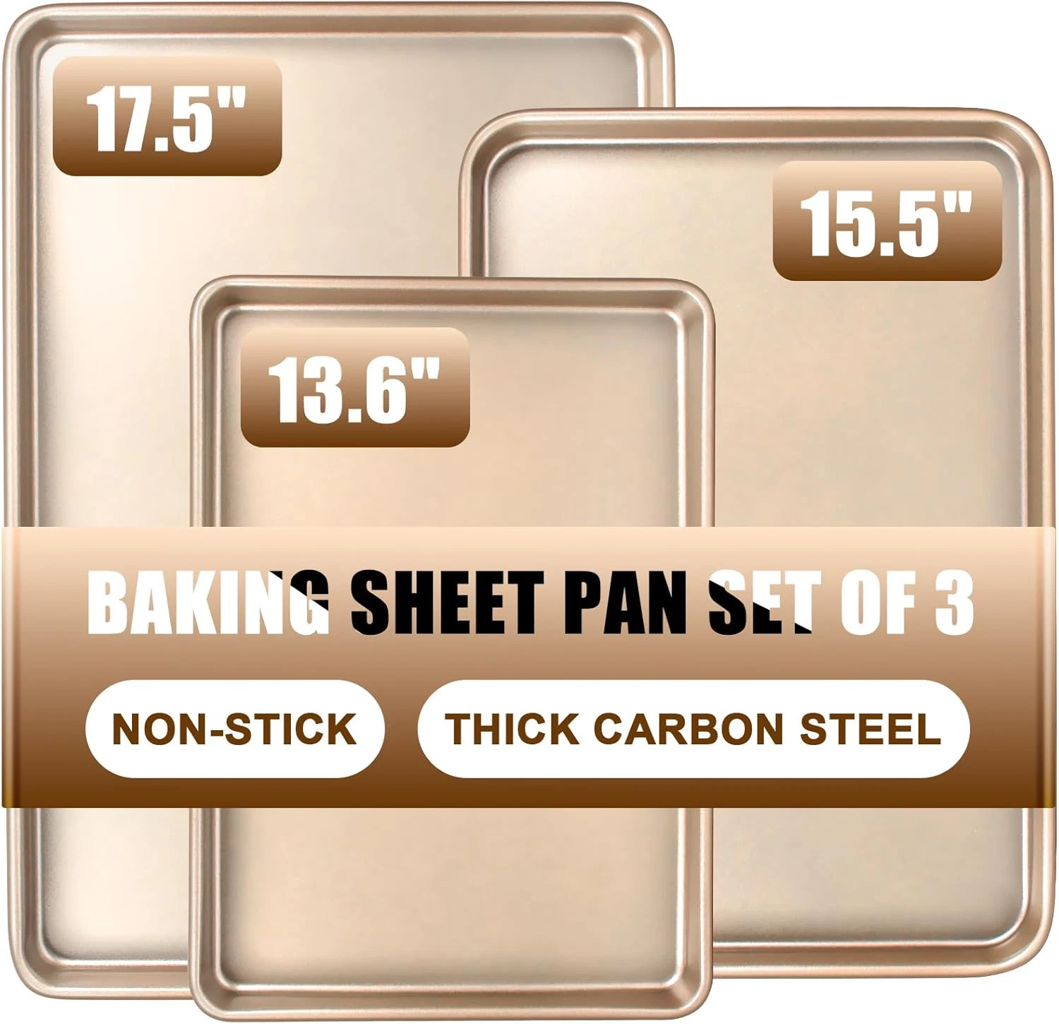 Baking Sheet Pan Set of 3, Commercial Cookie Sheets for Baking, Nonstick Half/Qu
Opens in a new wind