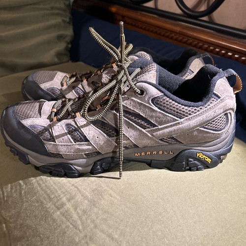 Merrell Vibram Mens Size 13 Hiking Shoes Walnut Suede Mesh Performance - Picture 20 of 24