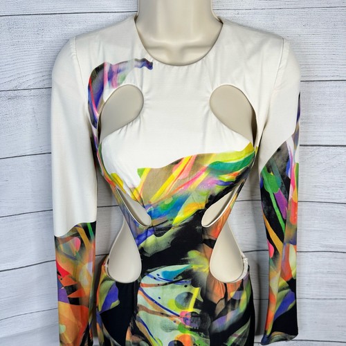 Jovani Womens size 0 Designer Cutout Prom Evening Miami Colorful Maxi Dress Rare - Picture 4 of 11