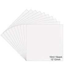 10 Sheets 10 mil Mylar Sheet, 12 x 12 inch Milky 10mil, 12" x 12  , 10 Pack